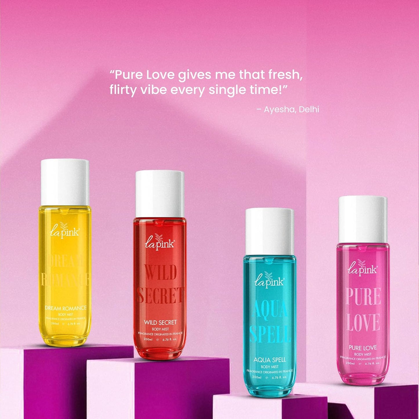 La Pink Pure Love Body Mist 200ml | French-Inspired Fragrance | Long Lasting Body Spray for Women & Men with Fresh & Sensual Notes