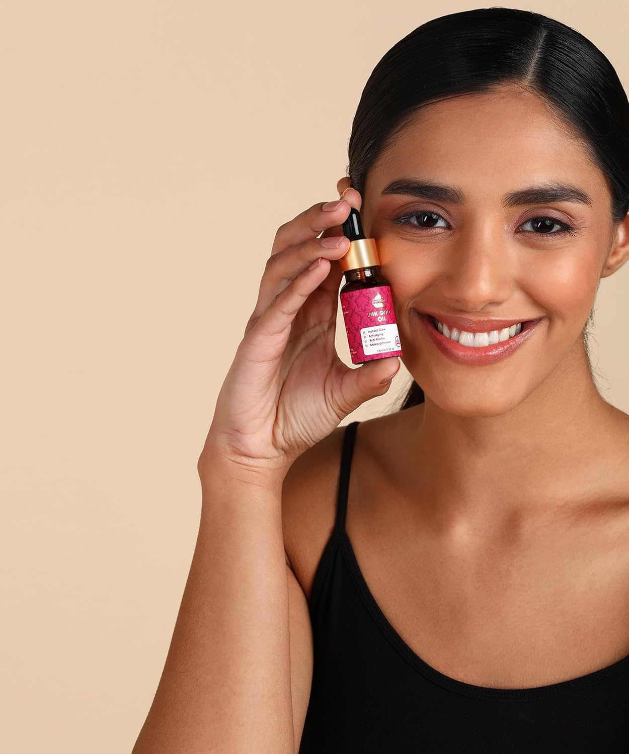 Pavitra+ 24K Gold Oil with Pure 24K Gold and Rosehip Seed Oil for Instant Glow, Anti Aging, Anti Marks, Makeup Primer use for Skin Purifying - Face Serum 15ml (Pack of 1)