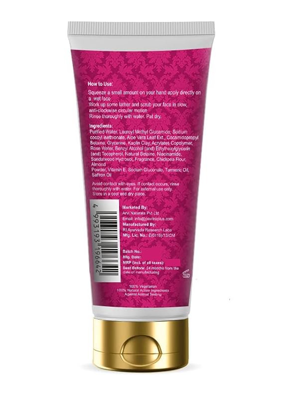 Pavitra+ Ubtan Glow Face wash for Tan Removal with Almond, Saffron and Sandalwood 100ml