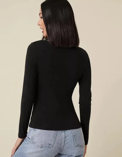 Square Neck Fitted Top (Black)