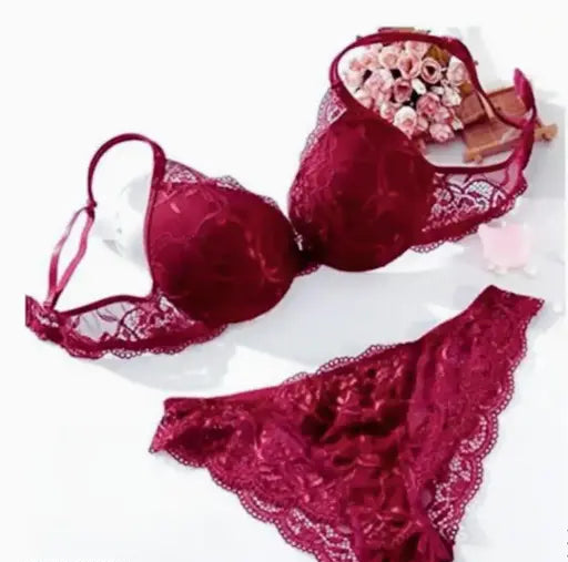 New Style List Womens sexy Bra panty set maroon colour /Best selling Lingerie Set For Honeymoon couple Lace Lingerie