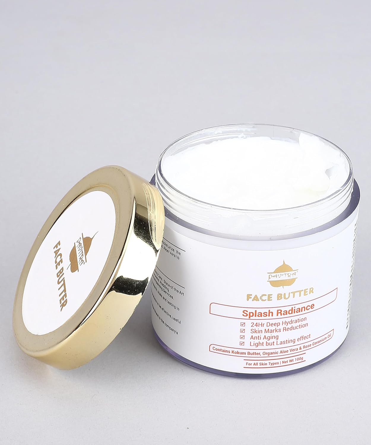 Pavitra+ Face Butter for Moisturization & Hydration with Organic Aloe Vera, Kokum Butter & Vitamin E 100gm (Pack of 1)