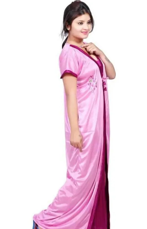 Satin embroidery two pieces Nightdress