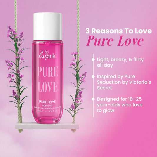 La Pink Pure Love Body Mist 200ml | French-Inspired Fragrance | Long Lasting Body Spray for Women & Men with Fresh & Sensual Notes