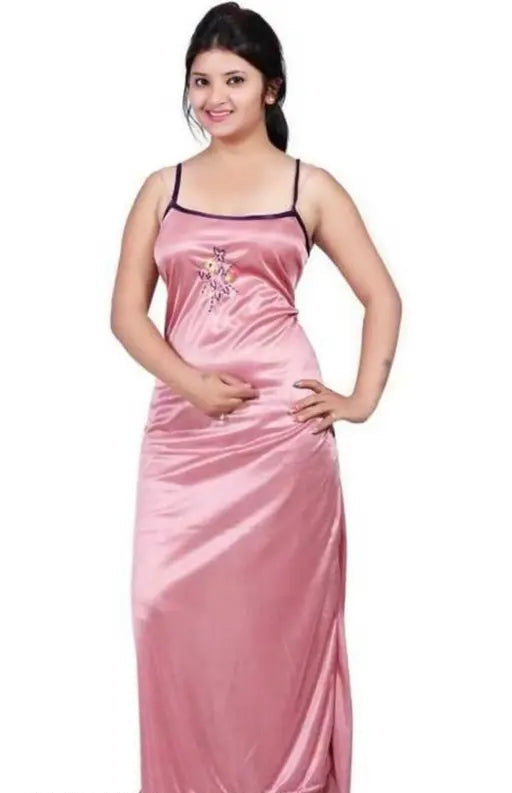 Satin embroidery two pieces Nightdress