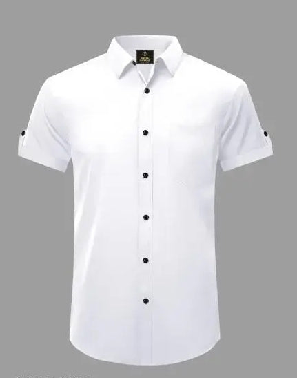 Men Regular Fit Solid Casual Shirt Cotton Blend Half Sleeve Spread Collar Shirt