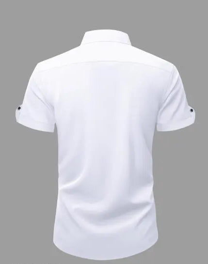 Men Regular Fit Solid Casual Shirt Cotton Blend Half Sleeve Spread Collar Shirt