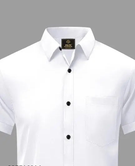 Men Regular Fit Solid Casual Shirt Cotton Blend Half Sleeve Spread Collar Shirt