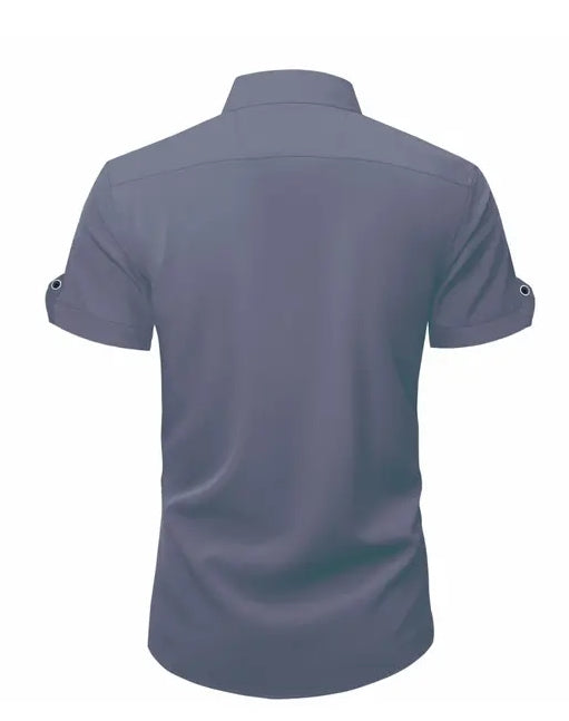 Men Regular Fit Solid Casual Shirt Cotton Blend Half Sleeve Spread Collar Shirt