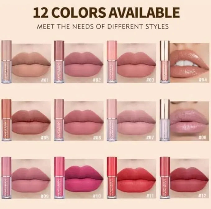 Liquid matte Professional Lipstick 12 pieces set. (2.5ml x 12)